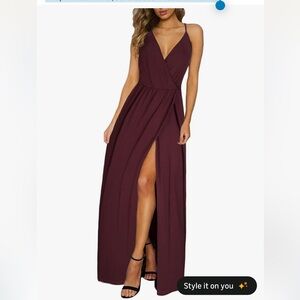 ININ Burgundy Maxi Dress sundress nwt size small